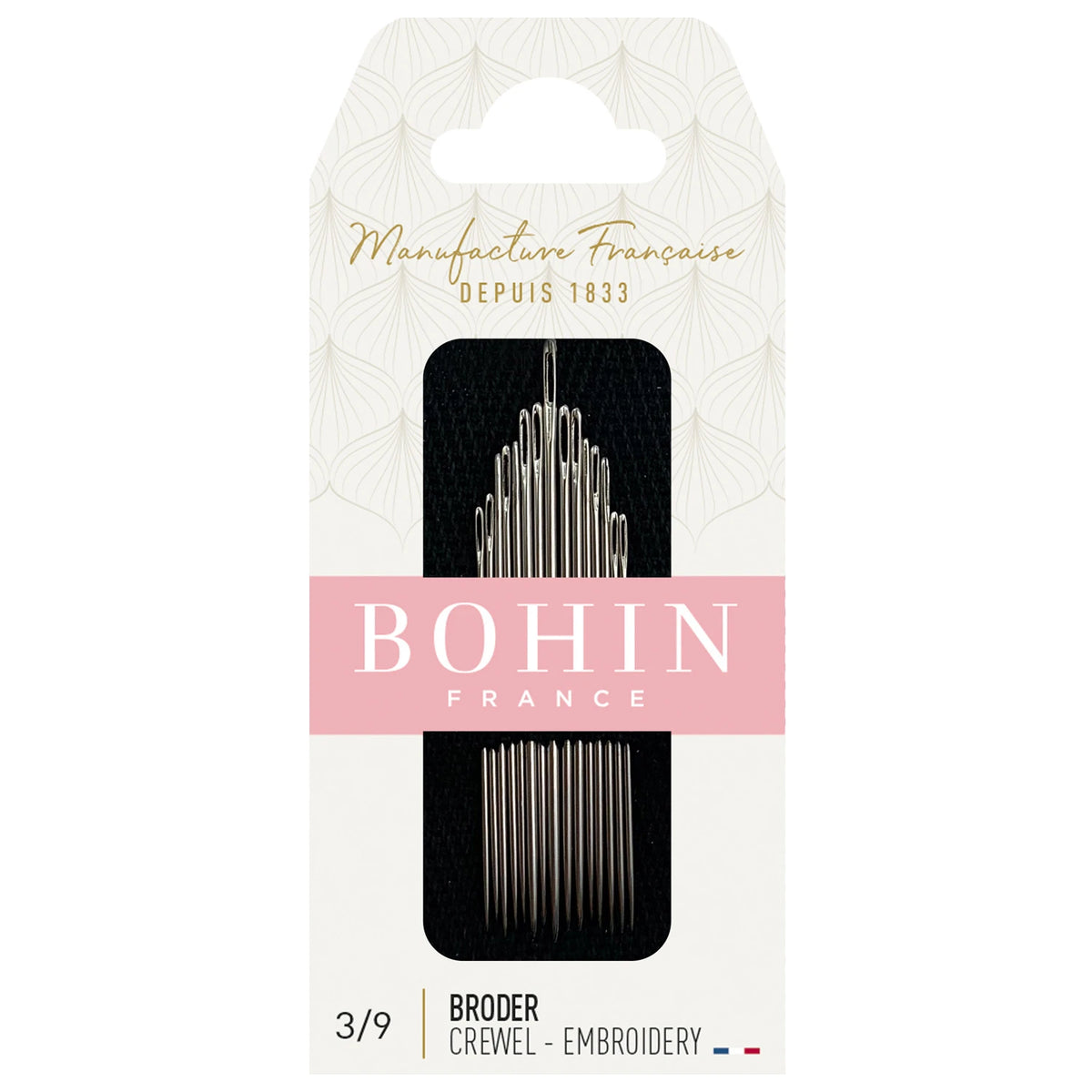 Bohin Crewel Embroidery Needles, Assorted Sizes 3-9, Pack of 15, 00768