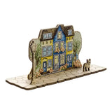 Wonderland Crafts Colorful Facades FLW-069 Counted Cross Stitch Kit, Houses & Dog DIY on Stand