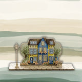 Wonderland Crafts Colorful Facades FLW-069 Counted Cross Stitch Kit, Houses & Dog DIY on Stand