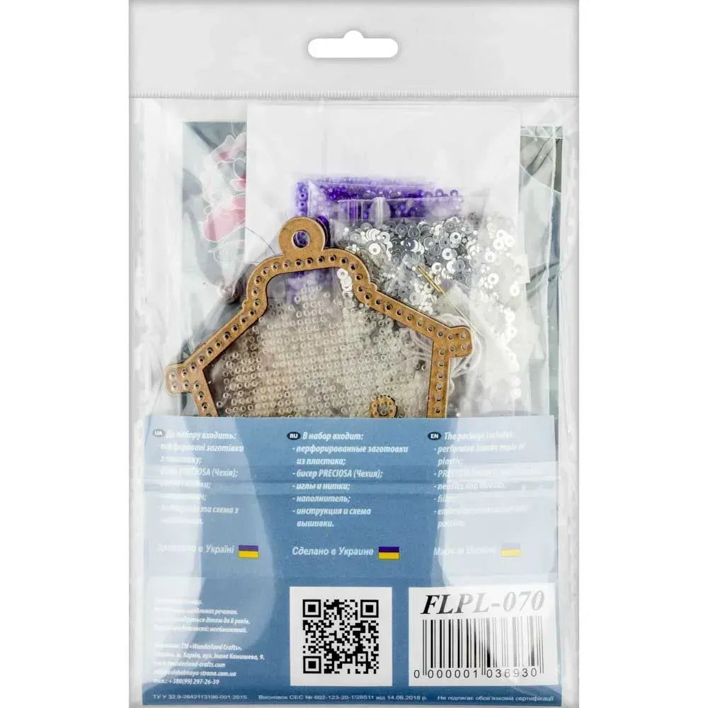 Wonderland Crafts FLPL-070 Christmas Ornament Icy Bell, Double-Sided Bead Embroidery Kit on Clear Plastic