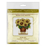 Wonderland Crafts Sunflower FLW-075 Counted Cross Stitch Kit, Potted Flowers DIY on Stand