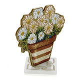 Wonderland Crafts Daisies FLW-076 Counted Cross Stitch Kit, Potted Flowers DIY on Stand