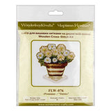 Wonderland Crafts Daisies FLW-076 Counted Cross Stitch Kit, Potted Flowers DIY on Stand