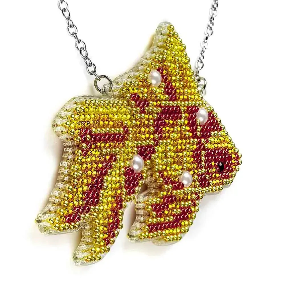 Wonderland Crafts FLPL-096 Goldfish, Double-Sided Bead Embroidery Kit on Clear Plastic