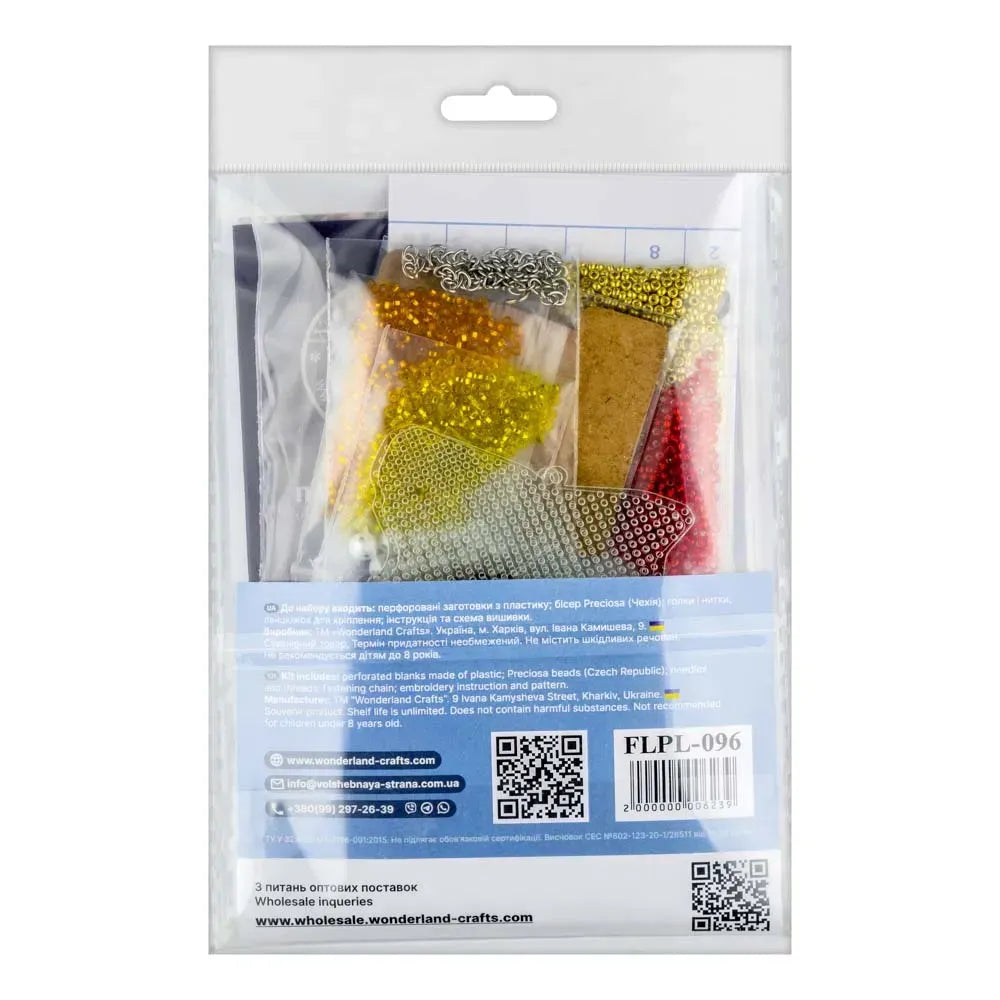 Wonderland Crafts FLPL-096 Goldfish, Double-Sided Bead Embroidery Kit on Clear Plastic