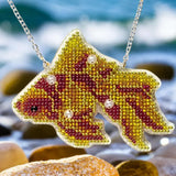 Wonderland Crafts FLPL-096 Goldfish, Double-Sided Bead Embroidery Kit on Clear Plastic