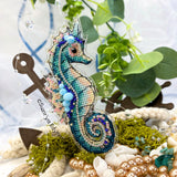 Cross Stitch kit Sea horse, threads, beads and decorative crystals