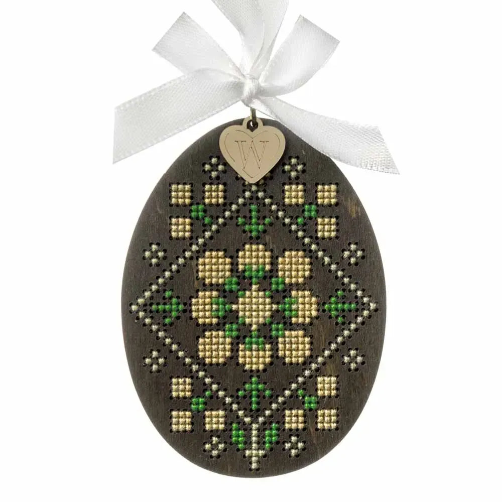 Wonderland Crafts Easter Egg FLW-108 Counted Cross Stitch Kit, Folk Floral Hanging Ornament DIY