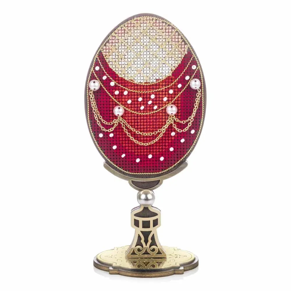 Wonderland Crafts Festive Easter Egg FLW-110 Counted Cross Stitch Kit, Faberge Style DIY on Stand