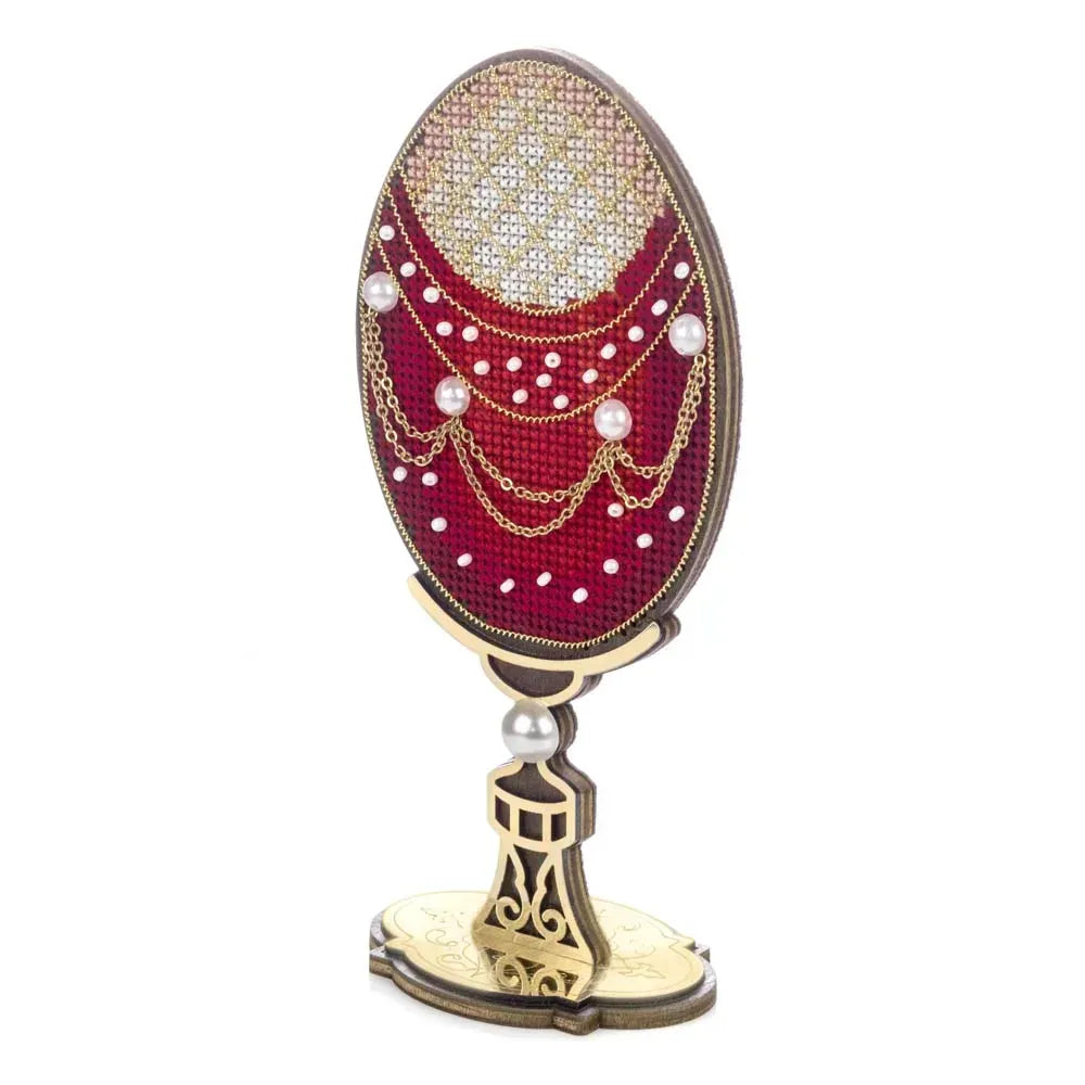 Wonderland Crafts Festive Easter Egg FLW-110 Counted Cross Stitch Kit, Faberge Style DIY on Stand