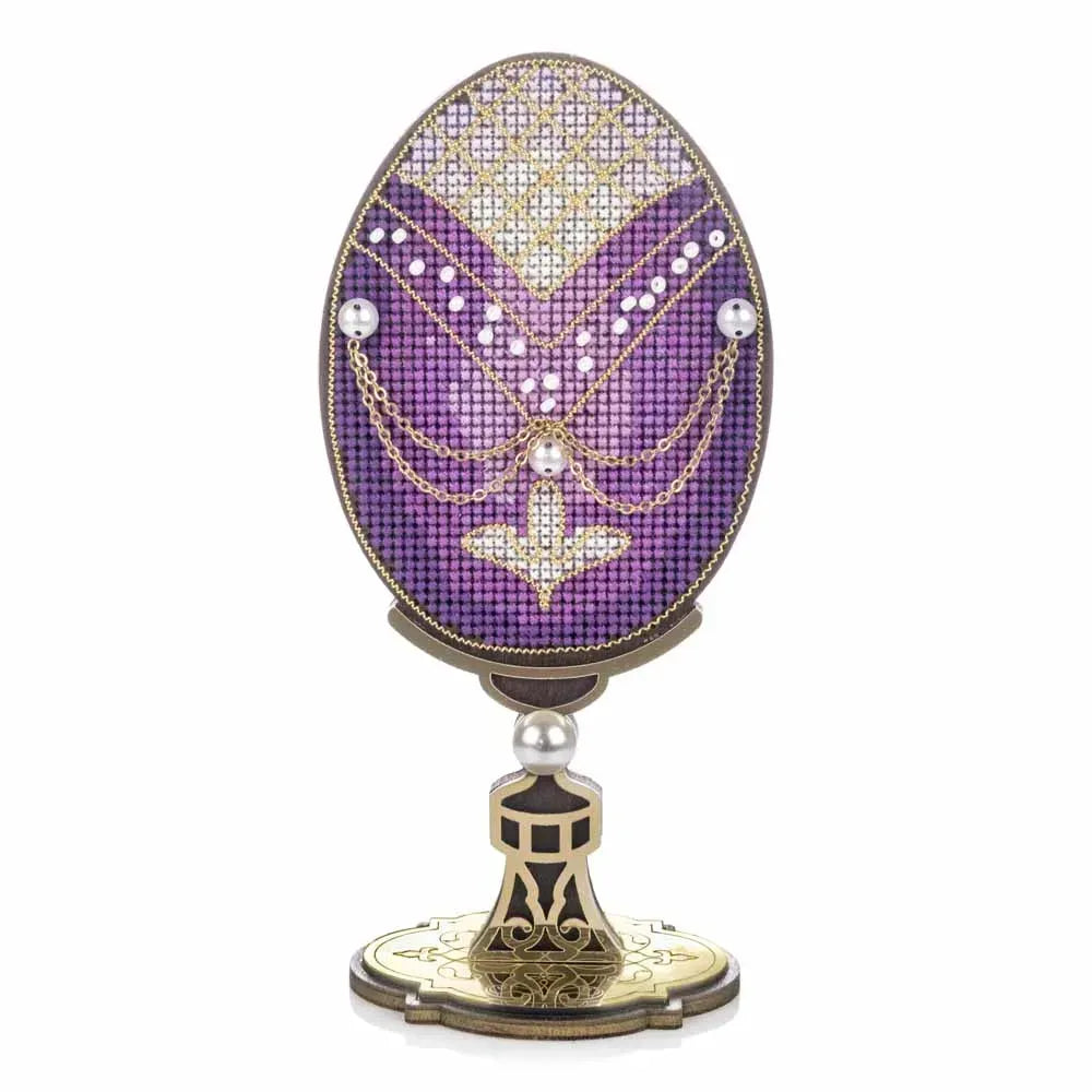 Wonderland Crafts Evening Glow Easter Egg FLW-111 Counted Cross Stitch Kit, Faberge Style DIY on Stand