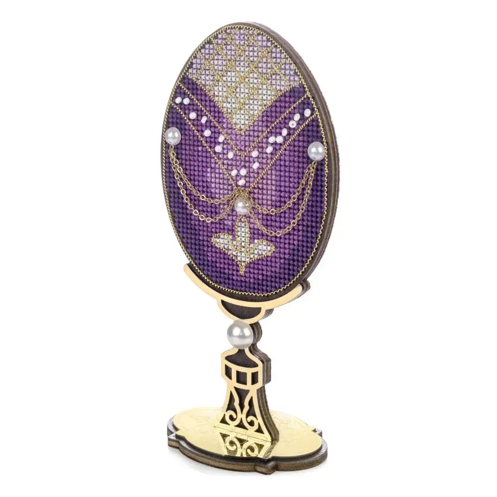 Wonderland Crafts Evening Glow Easter Egg FLW-111 Counted Cross Stitch Kit, Faberge Style DIY on Stand