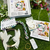 Cross Stitch kit Hummingbird, threads, beads and decorative crystals.