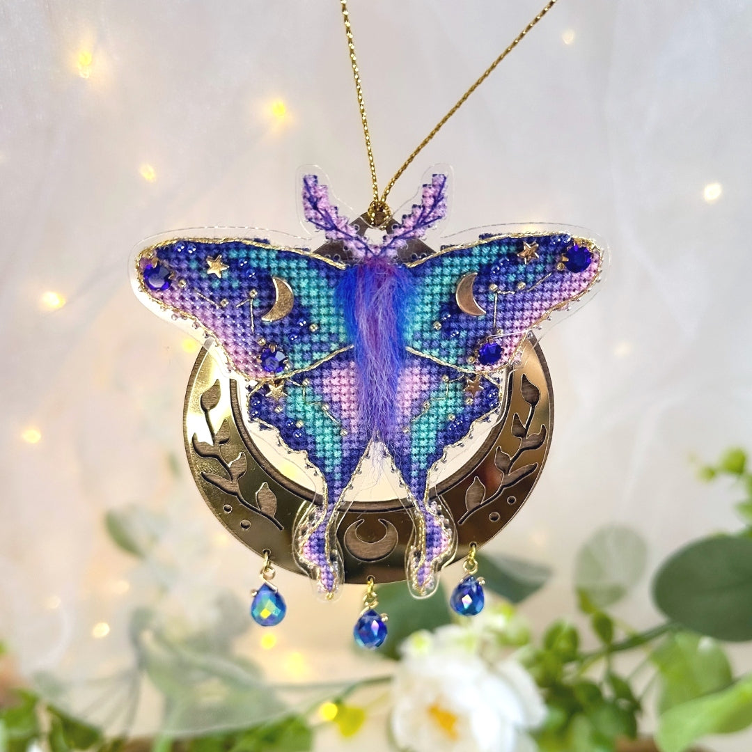 Cross Stitch kit Whisper of the Universe , threads, beads and decorative crystals.