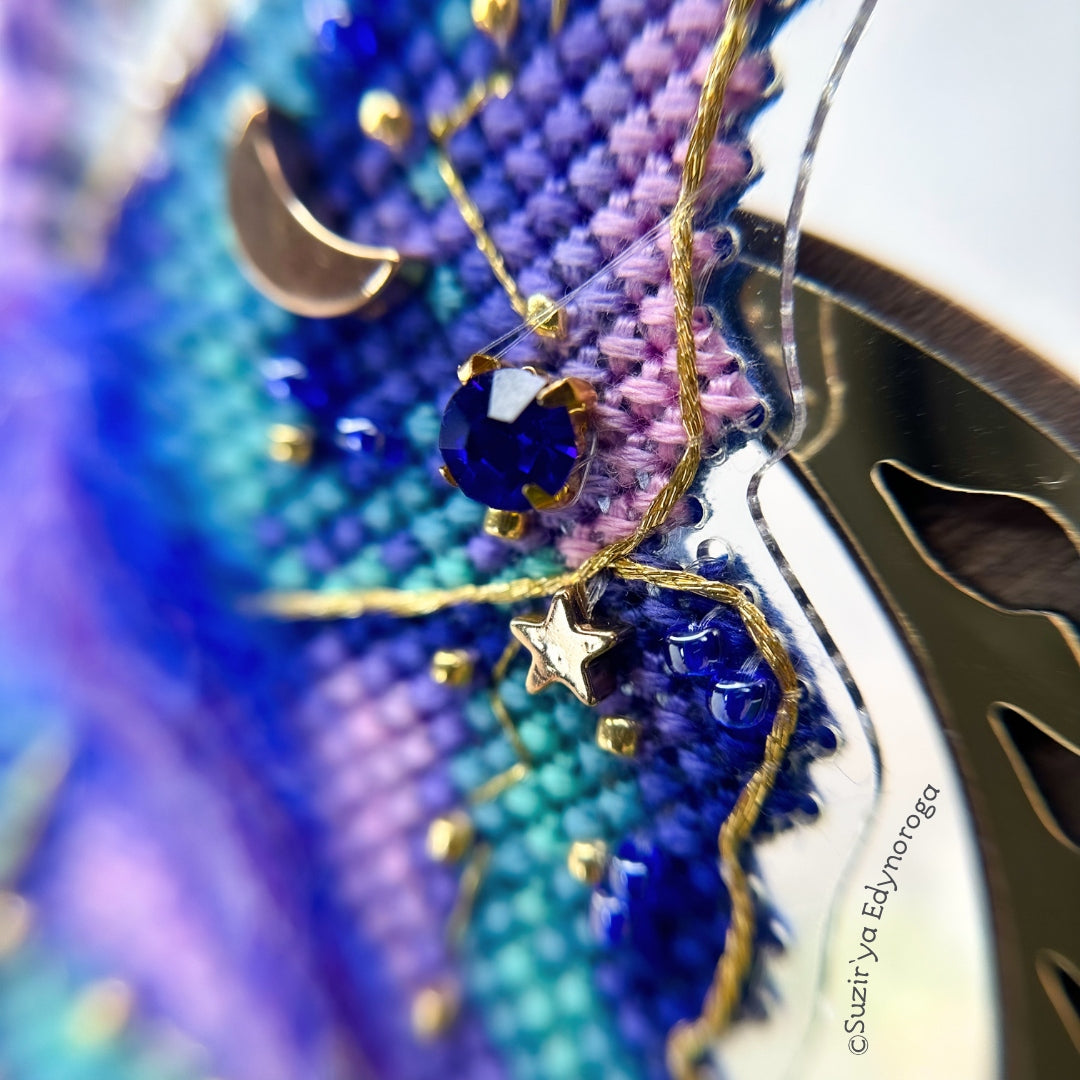 Cross Stitch kit Whisper of the Universe , threads, beads and decorative crystals.