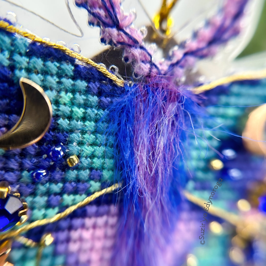 Cross Stitch kit Whisper of the Universe , threads, beads and decorative crystals.