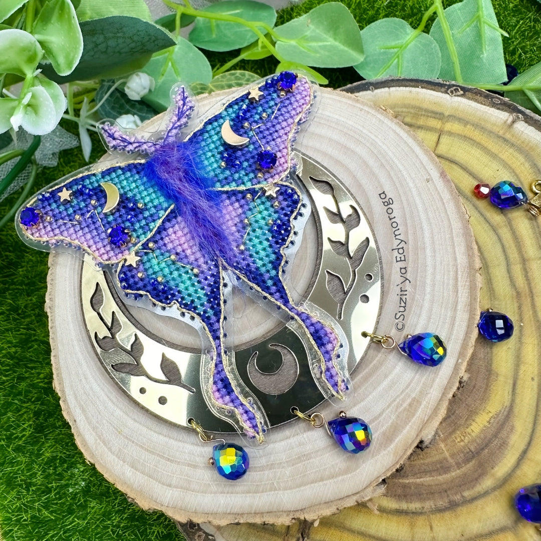 Cross Stitch kit Whisper of the Universe , threads, beads and decorative crystals.