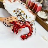 Shrimp Cross Stitch Kit 1142, Flexible Plastic Canvas Embroidery, Premium Toho Beads Pearls