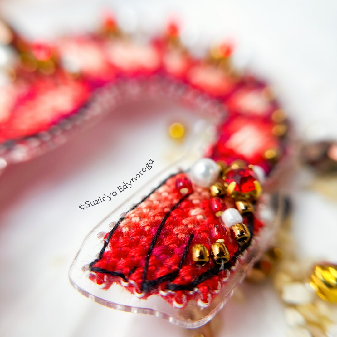 Shrimp Cross Stitch Kit 1142, Flexible Plastic Canvas Embroidery, Premium Toho Beads Pearls