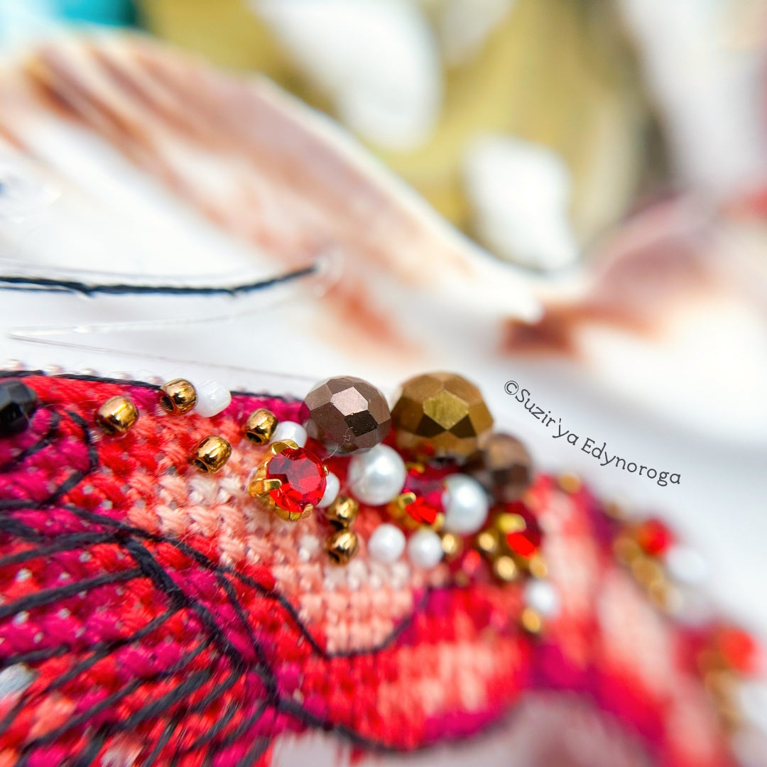Shrimp Cross Stitch Kit 1142, Flexible Plastic Canvas Embroidery, Premium Toho Beads Pearls