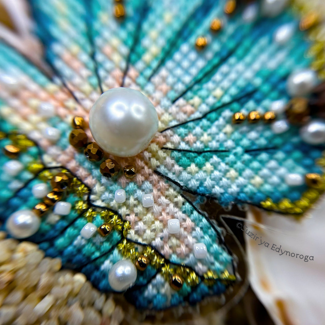 Seashell with Pearl Cross Stitch Kit 1144, Clear Flexible Plastic Canvas, Coastal Marine Craft Set