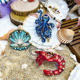 Seashell with Pearl Cross Stitch Kit 1144, Clear Flexible Plastic Canvas, Coastal Marine Craft Set