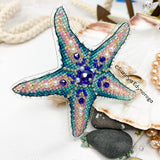 Cross Stitch kit Starfish, threads, beads and decorative crystals.