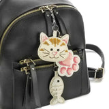 Wonderland Crafts FLBB-179 Cat Joys Bag Charm Set, Bead Embroidery Kit on Faux Leather, Set of 3