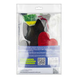 Wonderland Crafts FLBB-181 Cat Hugs Black Cat with Heart Bag Charm, Bead Embroidery Kit on Faux Leather