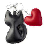 Wonderland Crafts FLBB-182 Cat Tenderness Black Cat with Heart Bag Charm, Bead Embroidery Kit on Faux Leather