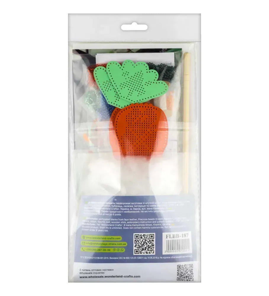 Wonderland Crafts FLBB-187 Carrot Easter Topper, Bead Embroidery Kit on Faux Leather