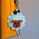 Wonderland Crafts FLBB-197 Cute Sheep Bag Charm, Bead Embroidery Kit on Faux Leather