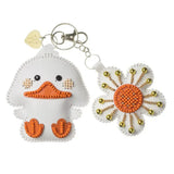 Wonderland Crafts FLBB-198 Duck with Flower Bag Charm, Bead Embroidery Kit on Faux Leather