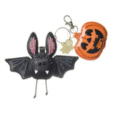 Wonderland Crafts FLBB-199 Halloween Night Bat and Pumpkin Bag Charm, Bead Embroidery Kit on Faux Leather