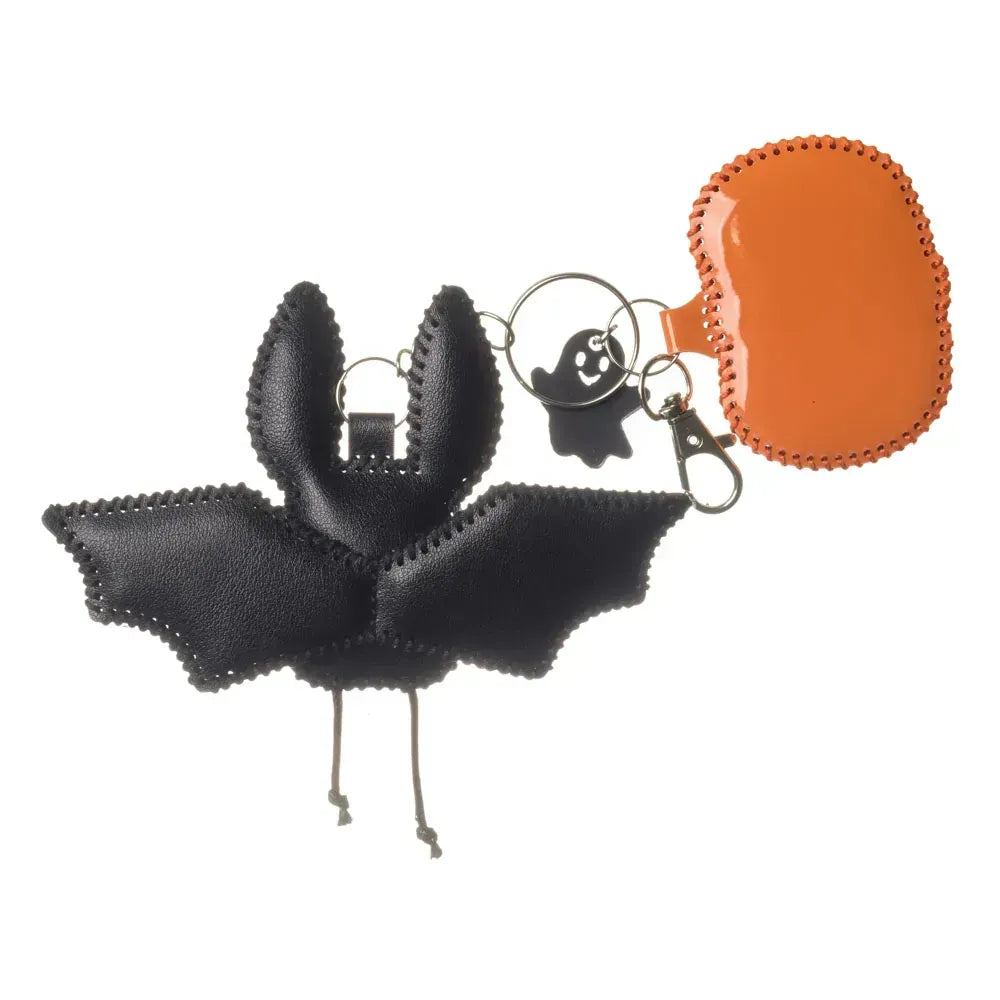 Wonderland Crafts FLBB-199 Halloween Night Bat and Pumpkin Bag Charm, Bead Embroidery Kit on Faux Leather