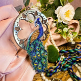 Peacock Cross Stitch Kit, Beaded Bird Ornament with Plastic Canvas 1147
