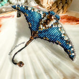 Cross Stitch kit Stingray, threads, beads and decorative crystals.