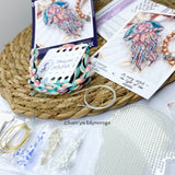 Cross Stitch kit Jellyfish, threads, beads and decorative crystals.