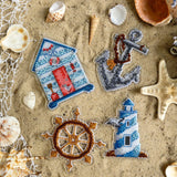 Cozy Crosses Sea Set M020 Counted Cross Stitch Kit, Nautical Ornaments on Plastic, Set of 4