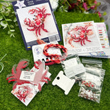 Cross Stitch kit with beads Crab, threads, beads and decorative crystals.