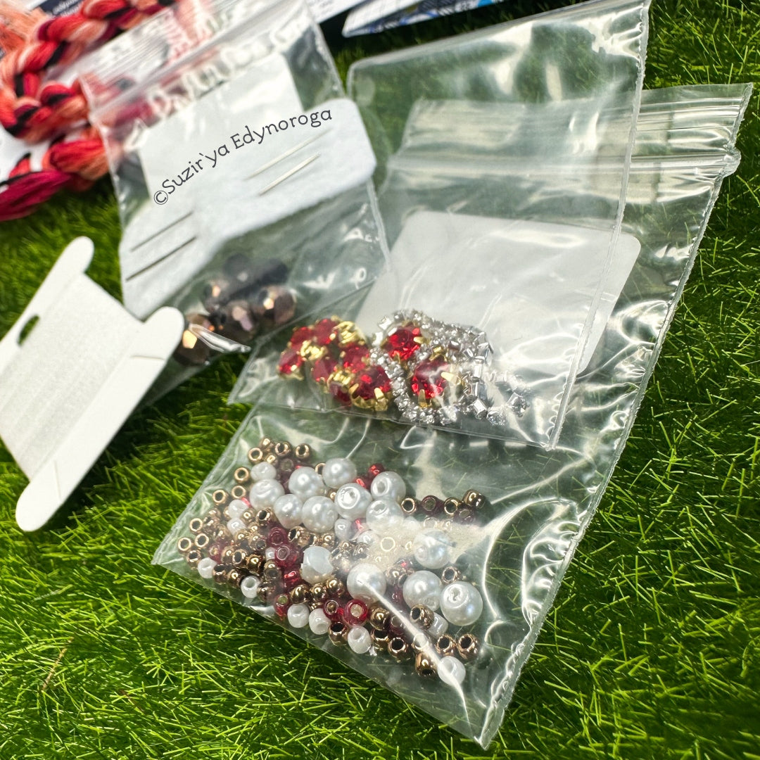 Cross Stitch kit with beads Crab, threads, beads and decorative crystals.