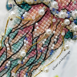 Cross Stitch kit Jellyfish, threads, beads and decorative crystals.
