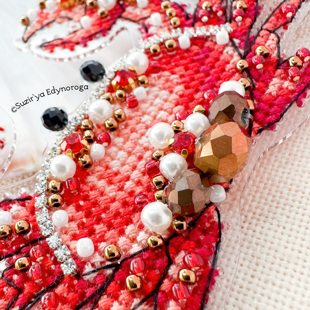 Cross Stitch kit with beads Crab, threads, beads and decorative crystals.