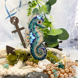 Cross Stitch kit Sea horse, threads, beads and decorative crystals