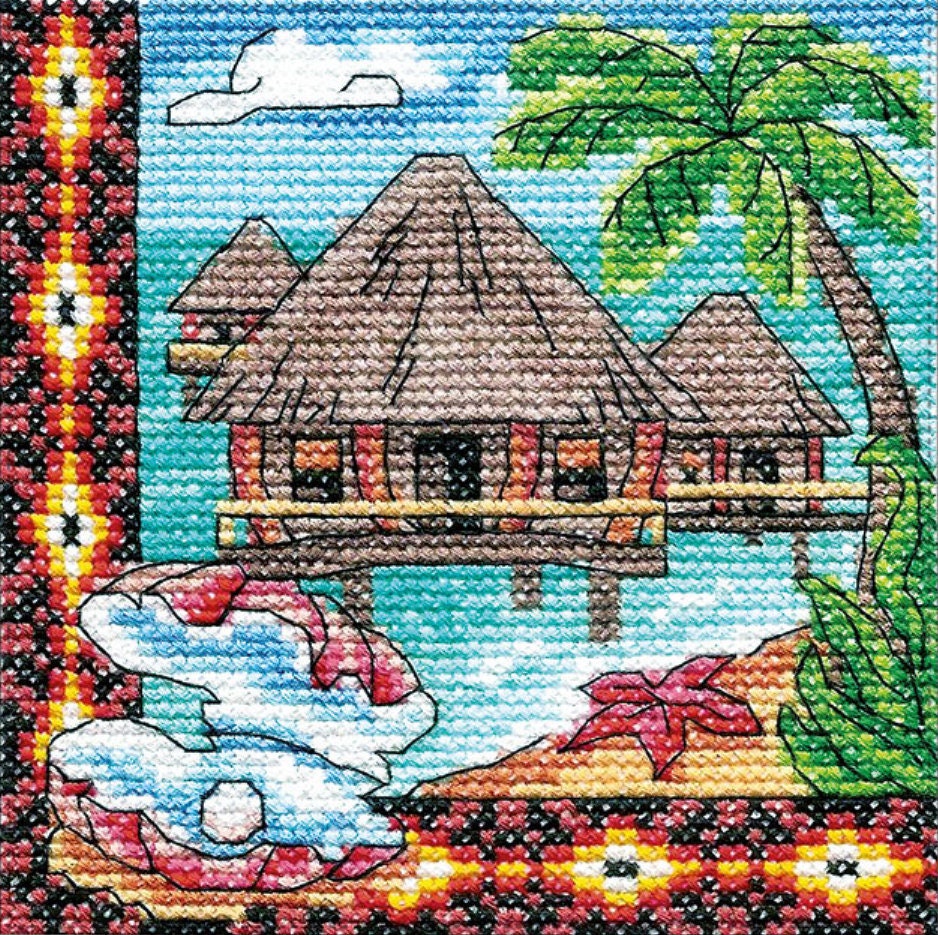 Counred Cross Stitch Kit hut "Oceania Bungalow