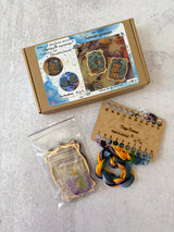 Cozy Crosses Pumpkin Pranks M022 Counted Cross Stitch Kit, Halloween Ornaments on Wood, Set of 2