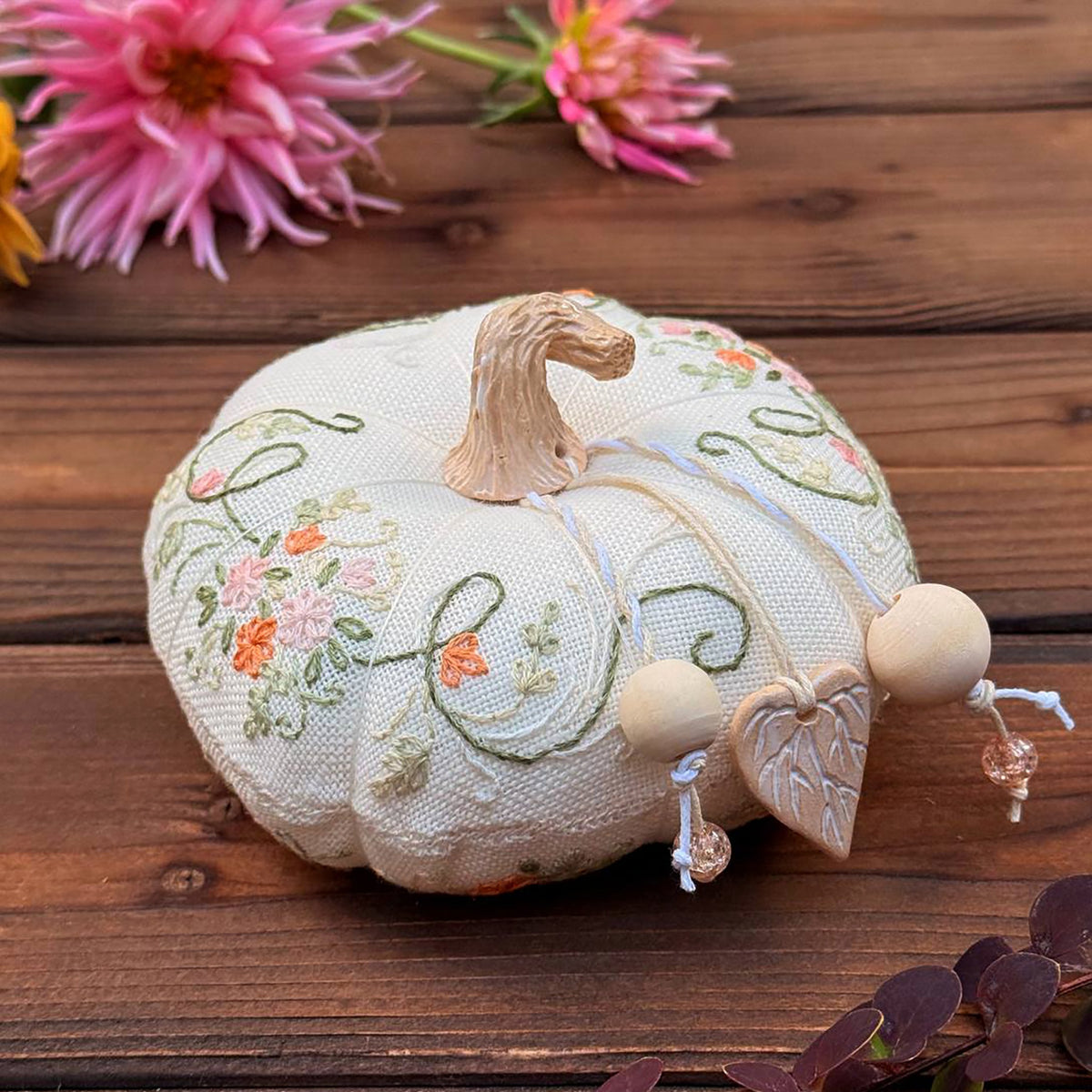 Pumpkin Powder Heart Counted Cross Stitch Biscornu Sampler Tela Artis X-341
