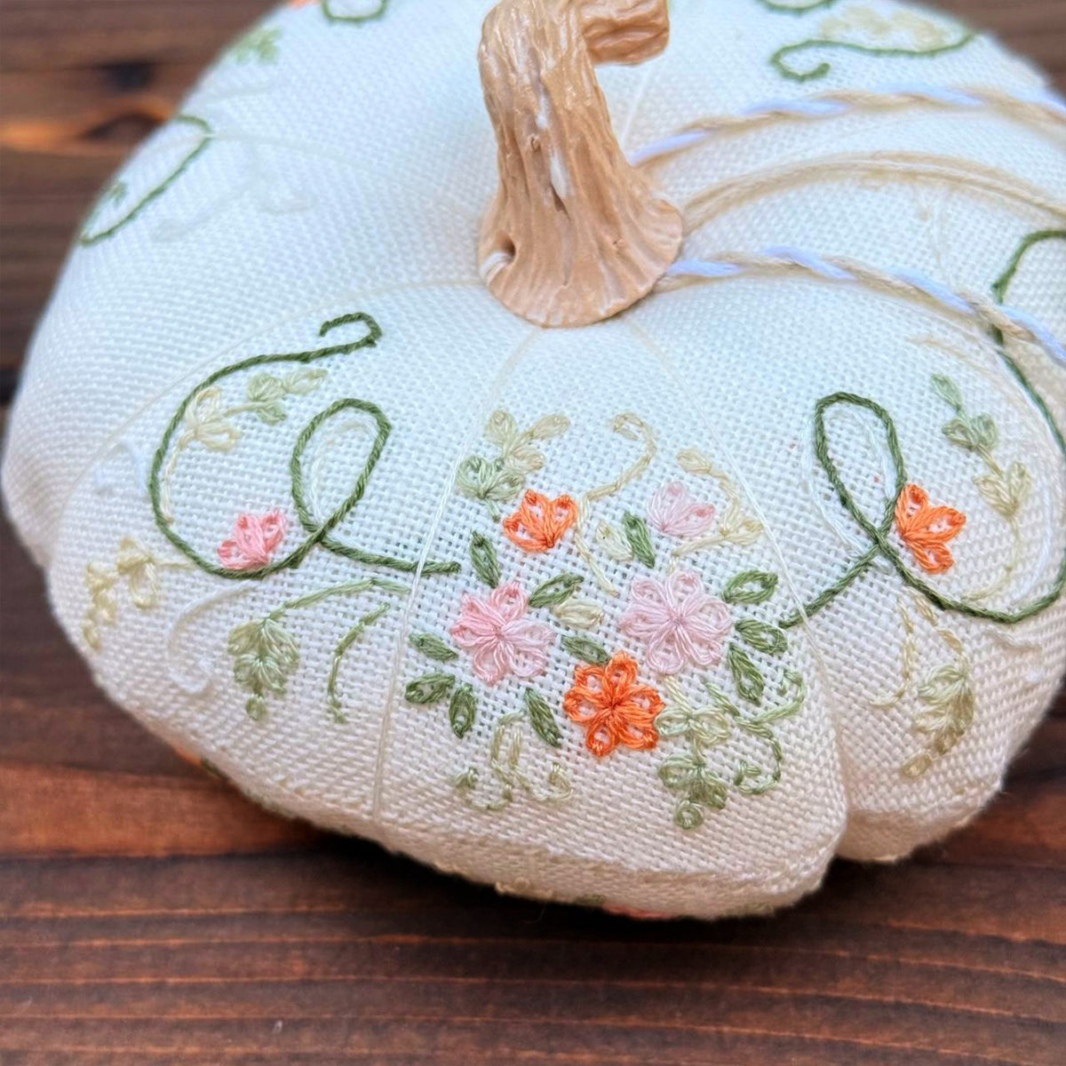 Pumpkin Powder Heart Counted Cross Stitch Biscornu Sampler Tela Artis X-341