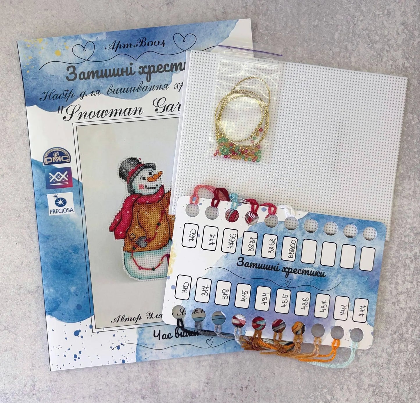 Cozy Crosses Snowman Garland B004 Counted Cross Stitch Kit, Plastic Canvas Christmas Ornament