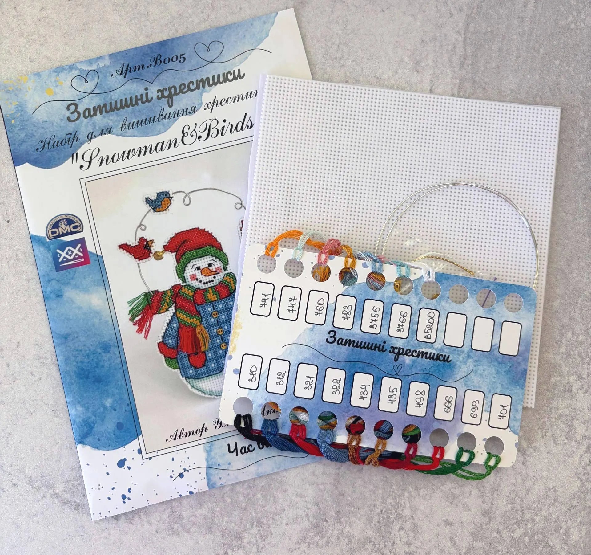 Cozy Crosses Snowman and Birds B005 Counted Cross Stitch Kit, Plastic Canvas Christmas Ornament